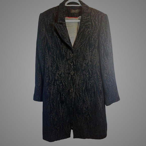 Tribal Jackets & Blazers - Vintage Y2k Tribal Black Textured Jacquard Blazer Coat Women Size 6